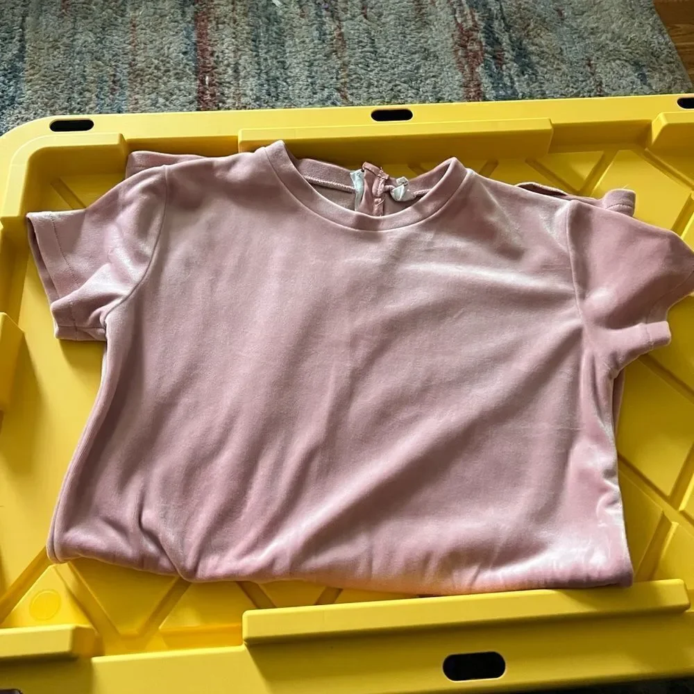 Girls A-Line Velour Short Sleeve Dress